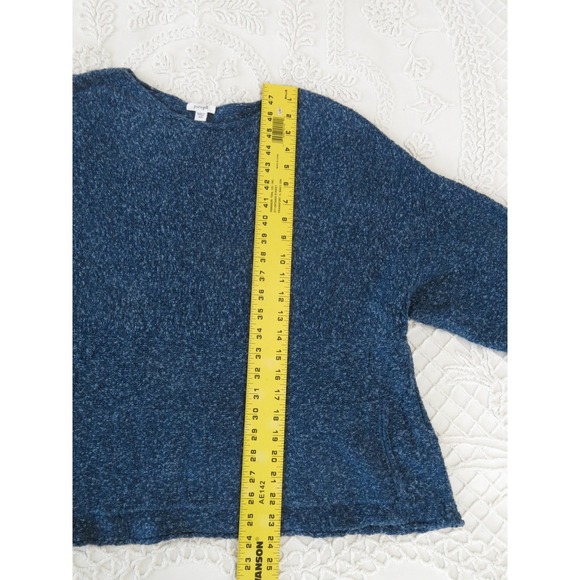 Pure J Jill Blue Marled Knit Boxy Swing Sweater XS Short Sleeve Pockets RN97641 - Picture 5 of 7